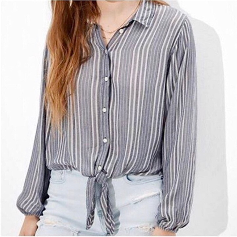 NWOT American Eagle Stripe Tie Front Top